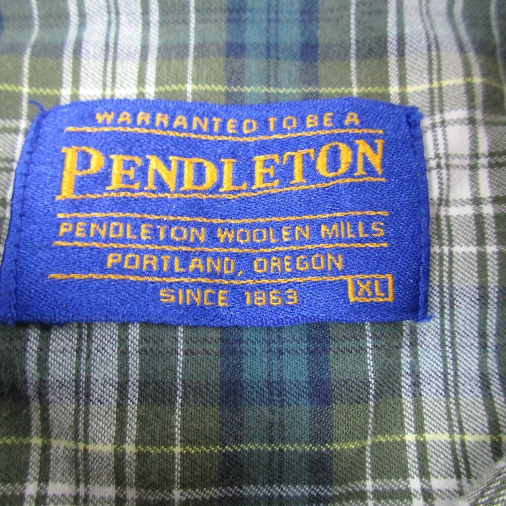 Pendleton Green Blue Plaid Long-Sleeve Button-Down Shirt - Picture 6 of 11